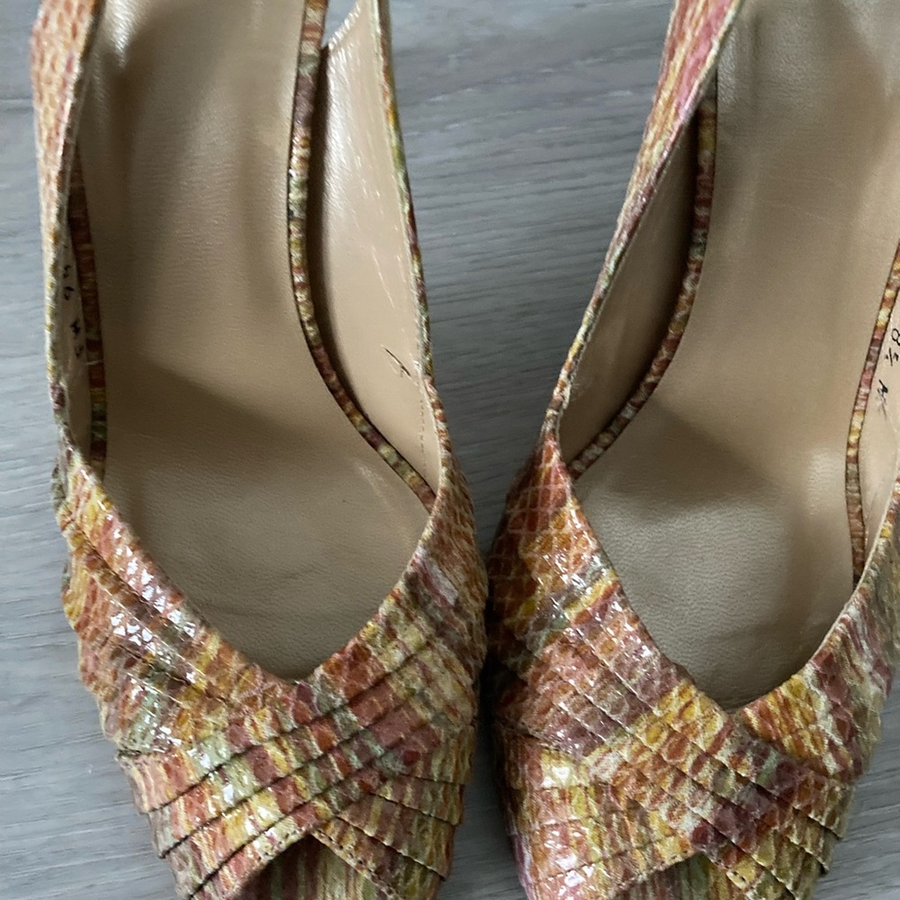 Stuart Weitzman Multicolor Peep-Toe Heels